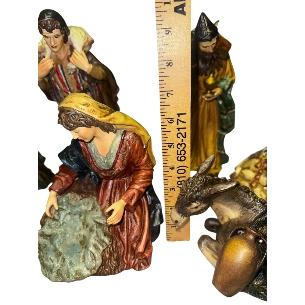 Nativity Scene Set 7 Figures Shepherd Camel Donkey Wise Men Christmas Decor